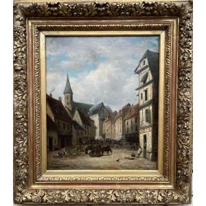 Oil On Canvas Market Scene Signed Gabrielli