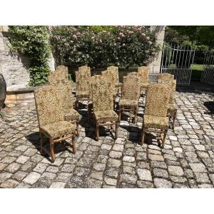 Suite Of 17 Louis XIII Style Sheepskin Chairs