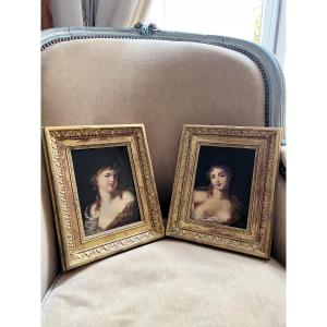 Pair De Femme En Buste - Oil On Canvas By Jacques Antoine Vallin
