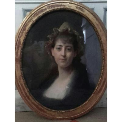 Pastel: Young Woman With The Headdress By Madeleine Lemaire