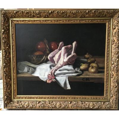 Nature Morte Au Poulet - XIXème