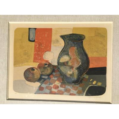 Lithographie : Nature Morte Au Vase - André Minaux