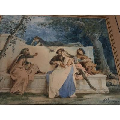 Watercolor - Cesare Provaggi - XIXth