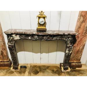 Louis XV Fireplace In Red Marble From Belgium