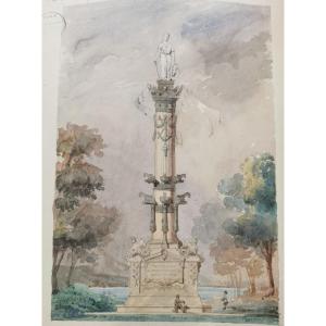 Watercolor Of Architecture By Duvivier Rostral Column