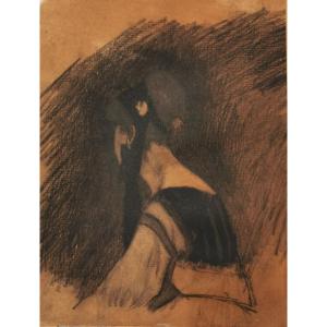 Rops Félicien (namur 1833 –1898 Corbeil-essonnes) Woman From Behind