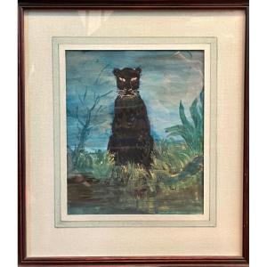 Simon Paul (1892-1979) Black Panther Watching The Night