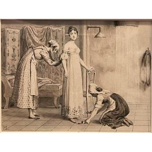 19th-century French School. Josephine De Beauharnais At The Aix-les-bains Thermal Baths.