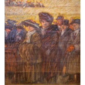 Fargeot Ferdinand (1880-1957) Pastel, Salle Rameau, Concert Exit