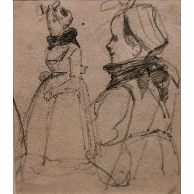 Drawing From The Romantic Era At The Lead Mine By Hippolyte Poterlet (1803-1835)