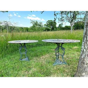 Pair Of Oval Shape Garden Pedestal Table