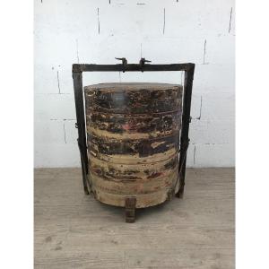 Chinese Offering Or Wedding Basket, Carved Wood, Late 19th Century