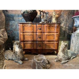 Large Double Crossbow Chest Of Drawers In Carved Walnut