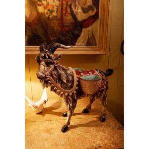 Goat In Barbotine Carrying Baskets
