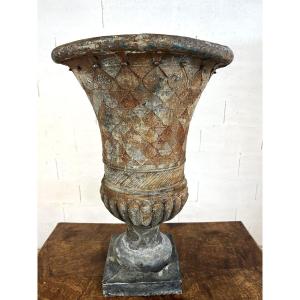 Antique Medici-shaped Patinated Sheet Metal Vase – 19th Century