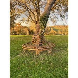 Circular Wrought Iron Tree Bench, France, Late 19th Century