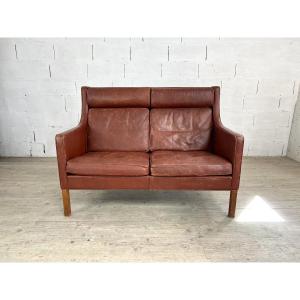 Two-seater Sofa In Cognac Leather – Denmark, 1960s
