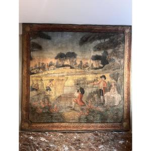 Painted Canvas, A Lively Pastoral Scene In A Country Landscape, France XVIII