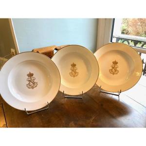 Manufacture De Sèvres, Service Of Emperor Napoleon III, 3 Deep Plates 