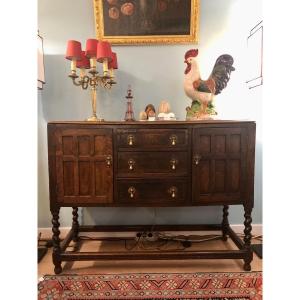 Oak Sideboard On Early 19th Century English Base 