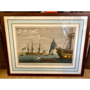19th-century Marine Engraving In Color, "bonaparte's Transfer..." Nicely Framed