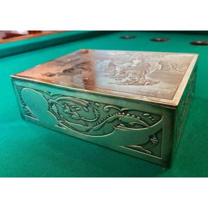 Silver-plated Jewelry Box Circa 1900, Suede-lined Interior