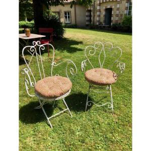 False Pair Of Garden Armchairs, Wrought Iron, Early 20th Century