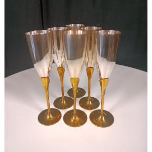 Series Of 6 Champagne Flutes 1970