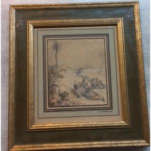 Drawing Watercolor Elie Honoré Montagny