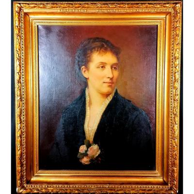 Woman Portrait Painting Jules De Lacger 1881