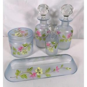 Night Service Enamelled Glass 5 Pieces Late Nineteenth