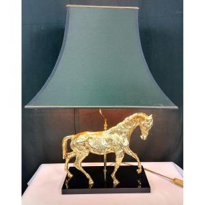 Gilt Bronze Horse Table Lamp 1970