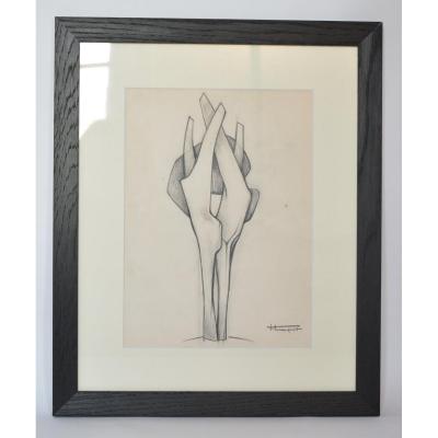 Roger Desserprit, Preparatory Drawing For Sculpture, N ° 2