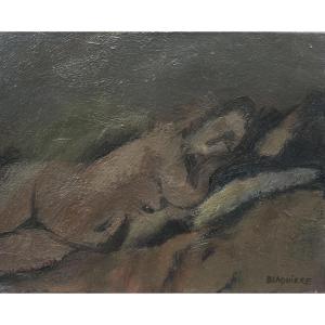 Roger Blaquière (born 1933). Nude. Oil On Canvas, Signed Lower Right.