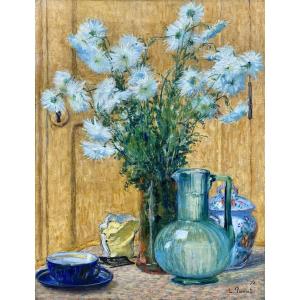 Louis-claude Paviot (1872-1943). Chrysanthemums. 1898. Oil On Canvas, Signed And Dated.