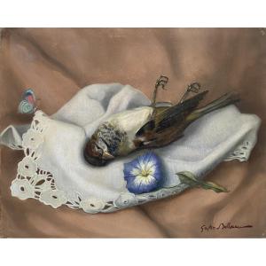 Gaston Dolbeau (1897-1976). The Bird. Oil On Panel. 