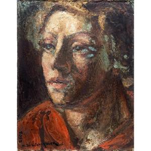 Henry De Waroquier (1881-1970). Portrait Of A Woman, Circa 1920. Oil On Cardboard.