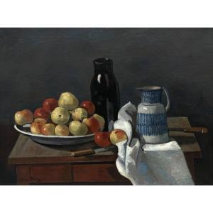 René Durey (1890-1995). Apples. Oil On Canvas.