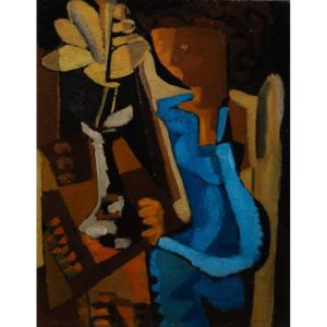 Mr. Weissman (active Around 1940). Young Woman With A Flower, 1948. Oil On Canvas.