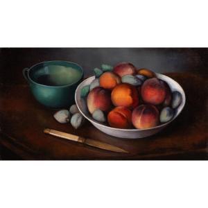 Charles Jacquemot (1879-1945). Peaches And Almonds. Oil On Canvas.