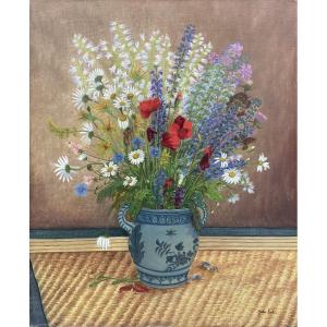 Jean Eve (1900-1968). The Bouquet Of Wildflowers, 1957. Oil On Canvas, Signed.
