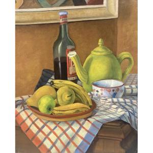 Louis Goyet (1907-1982). Composition On The Tablecloth. Oil On Cardboard.