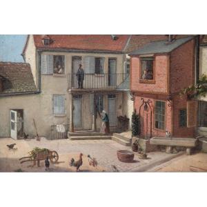 Burgundy, Animated Court At Ancy-le-franc 1860
