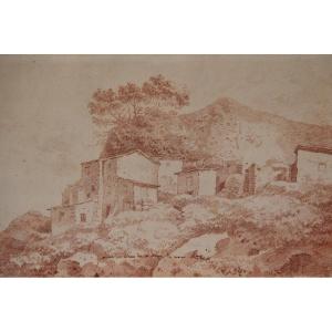 Surroundings Of Rome In The 18th Century, Annotated Red Chalk