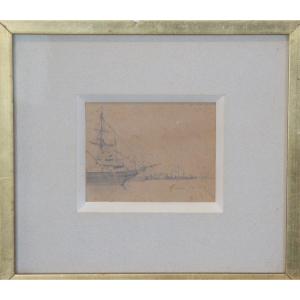 Sailing Boats In Port By Fabius Brest (1823-1900)