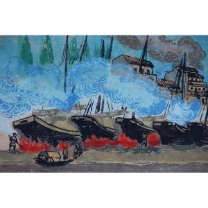 Vietnam: Junks By Pham Van Don (1917-2000)