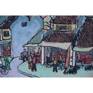Vietnam: The Lively Street Scene By Pham Van Don (1917-2000)