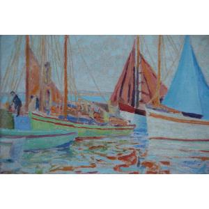 Sails At Le Pouliguen By Auguste-michel Colle (1872-1949)