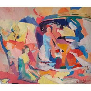 Emile Lafamé (1934-2017) - "night Dreams" - 1975 - Oil On Canvas