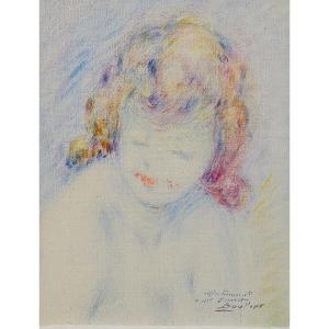 Lucien Boulier (1882 – 1963) - Young Woman With Lipstick - Oil On Canvas